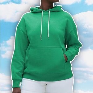 NWT EVERLANE The Track Organic Cotton Popover Hoodie Green Athleisure Loungewear